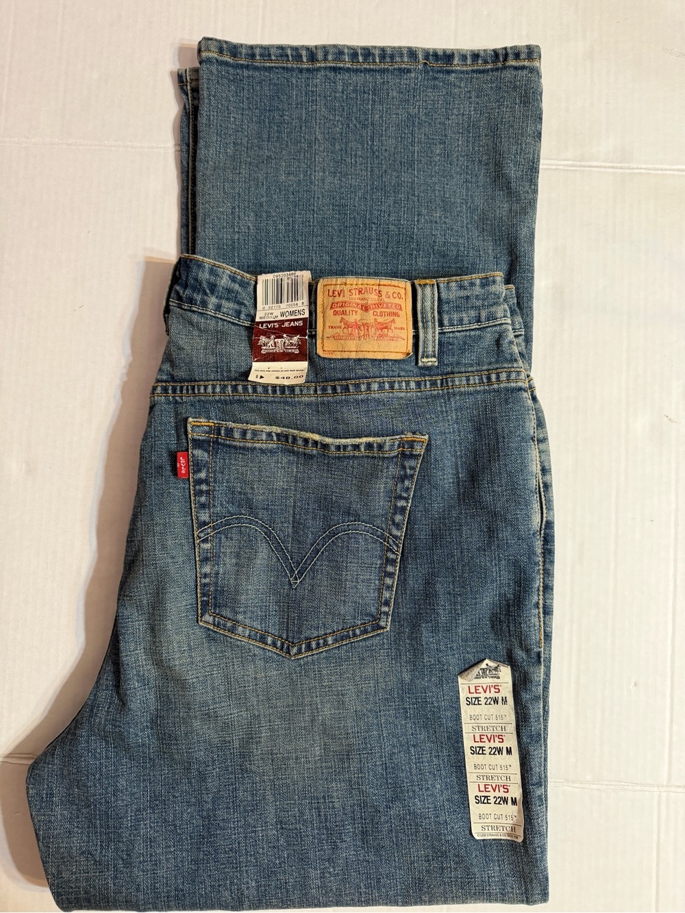 NWT Levi's 515 Boot Cut Jeans 22W M Stretch Medium Wash Vintage Deadstock